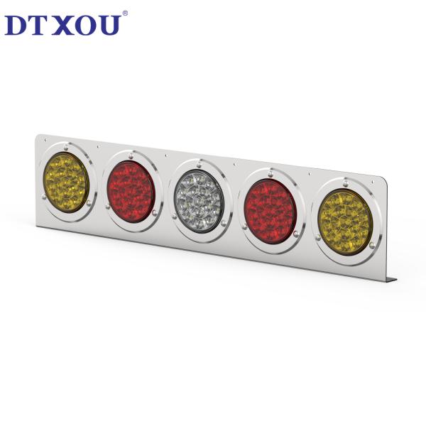 4-inch circular LED trailer truck semi trailer brake turn signal light 5-hole stainless steel combination tail light bracket