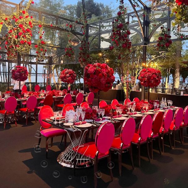 Customize Gold Stainless Steel Rectangular Wedding Tables Modern Metal Design for Dining Restaurants Parties Hotels Halls