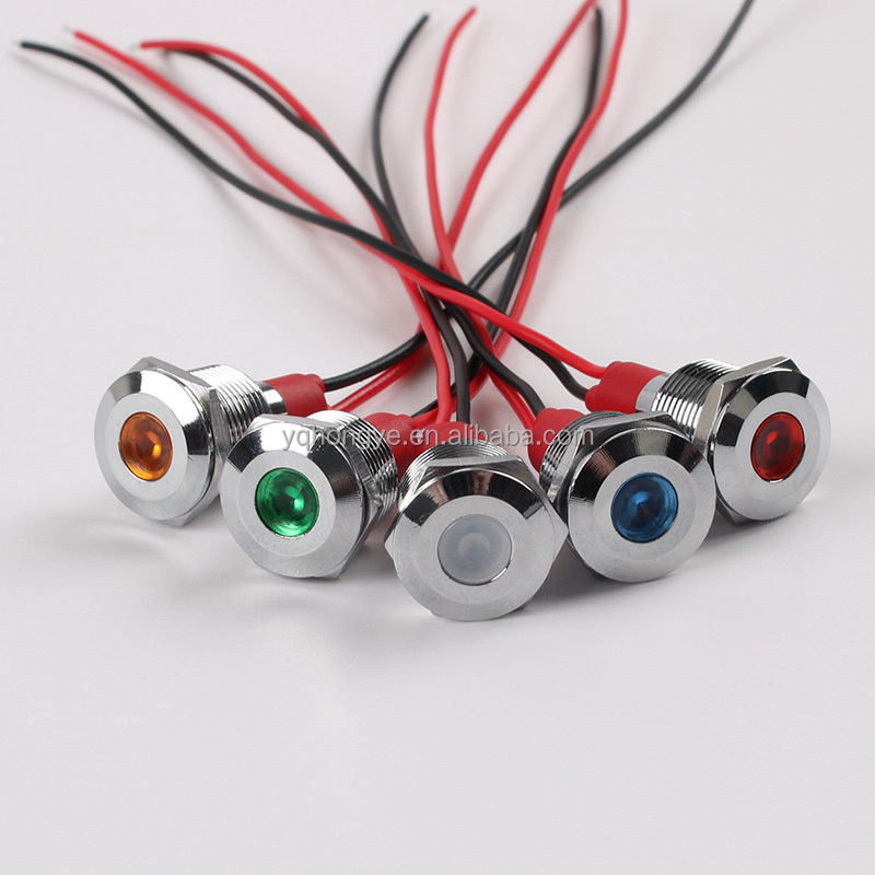 12mm Metal Indicator LED Indicator Light Wire Power 3V/5V/12V/24V/220V Red Green Yellow Blue White Industrial Control Equipment