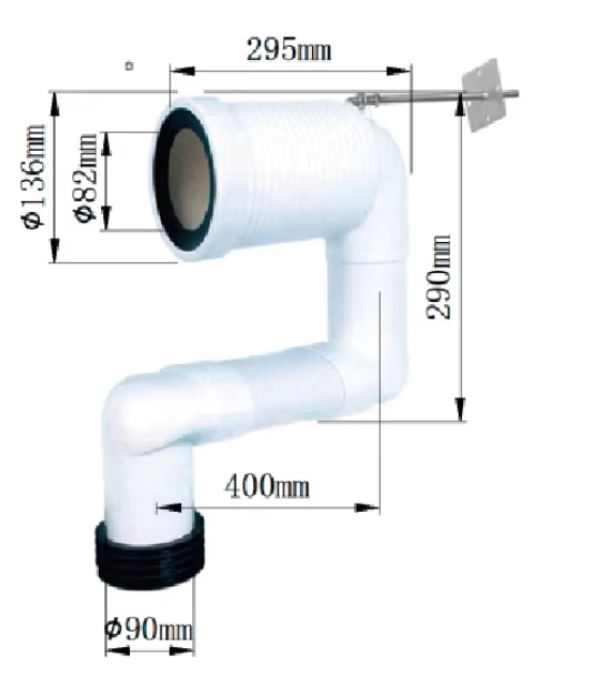White PVC Bathroom Pipe Connector Type Toilet Accessory Toilet Sitting Basin Pipe