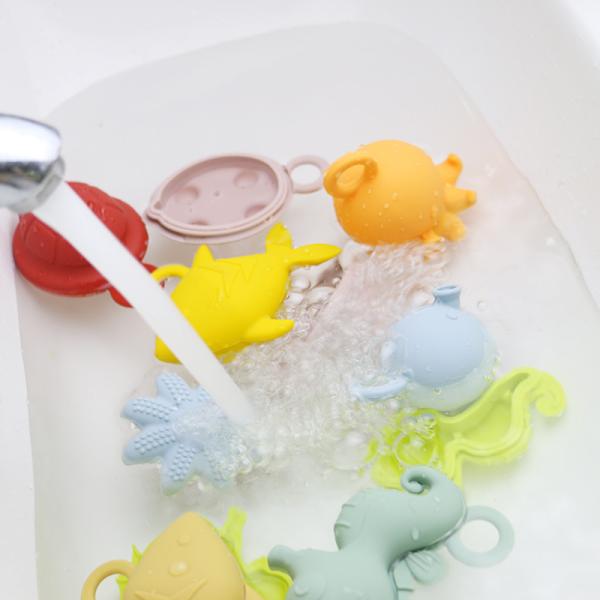 Jouets de bain flottants en silicone pour enfants, sans BPA, qualité alimentaire
