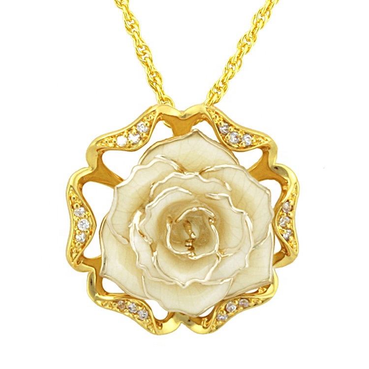 Gifts Woman's  Gold Rose Charming Necklaces Wholesale for Birthday Gift and  Valentine's Day