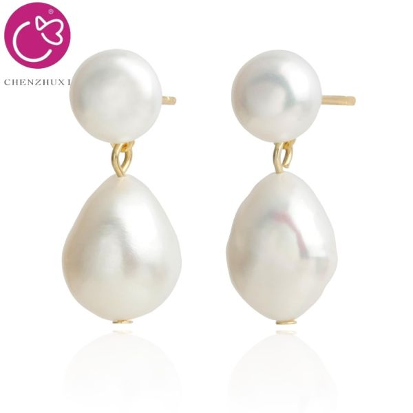 Hot Selling Plating Cute Bold Pearl Drop Earrings Vintage Baroque Pearl Beads Stud Earring