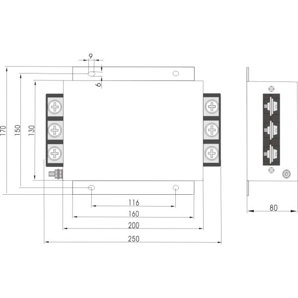 Трехфазный фильтр питания EMI Filter DAC6-D серии номинальный ток 80A-200A