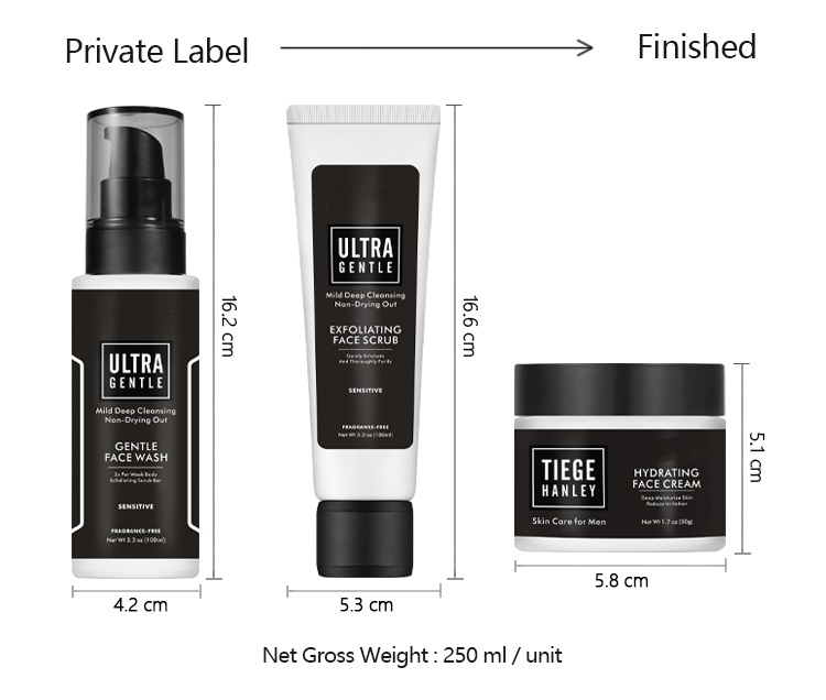 OEM ODM brand customized men's sensitive skin essence aloe herbal pure alcohol free organic anti-aging repair moisturizing face cream gentle cleanser
