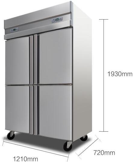 Glass Door Commercial Kitchen Refrigerator 500L Capacity Free Standing Installation,Stainless Steel Kitchen Freezer