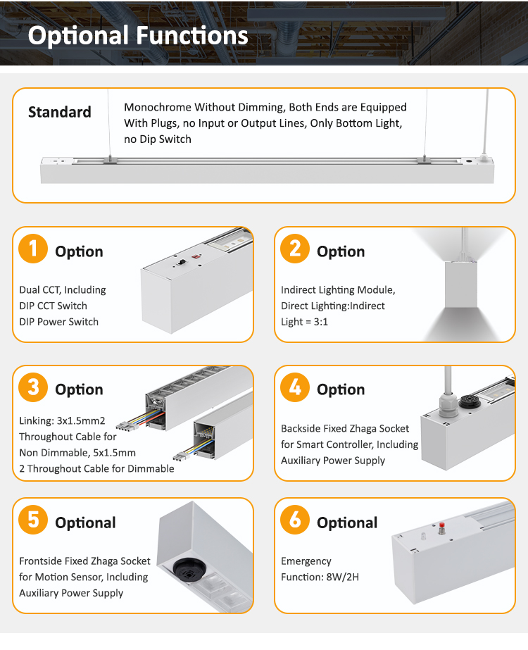 Seamless Linking LED Linear Light with UGR<19 and 5-Year Warranty for Office and Commercial Spaces