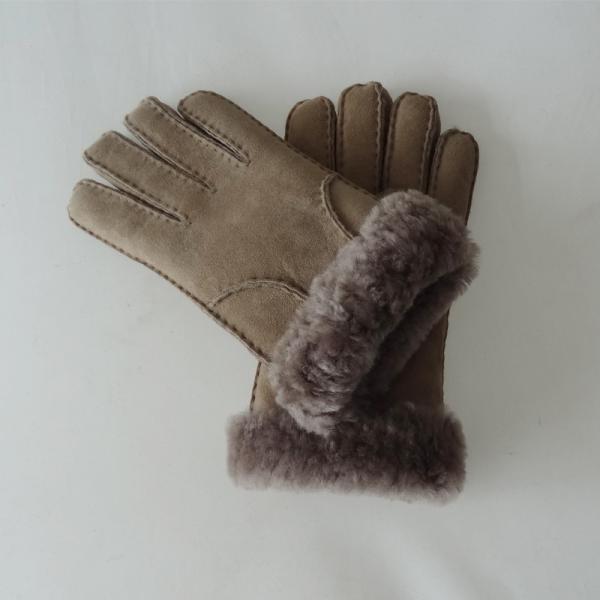 Women Real Fur Shearling Sheepskin Gloves Breatheable Soft For Winter