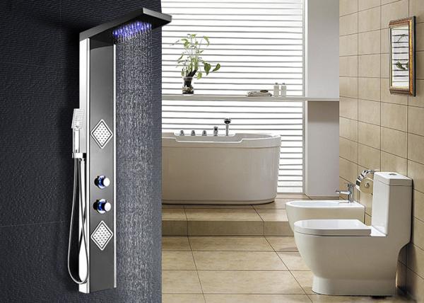 Black and white 304 stainless steel rainfall shower head wall mounted shower panel set