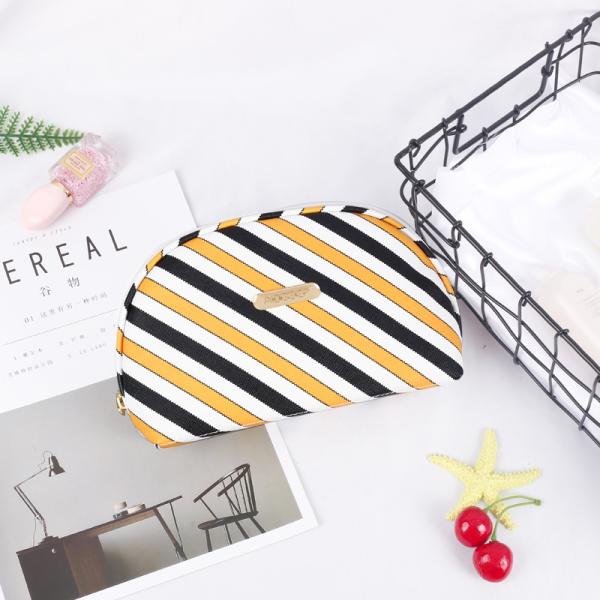 Shell Shape Luxury Stripe Cosmetic Toiletry Travel Bags For Women