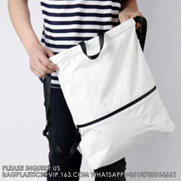 Wholesale Tyvek Waterproof Gym Bag Sports Soccer Drawstring Backpack Shopping bag, Promotional bag, Gift bag, Packing