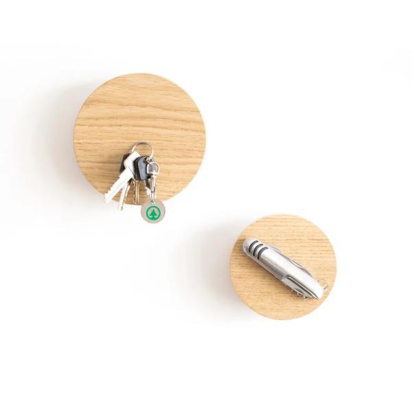 Rustic Charm Wooden Magnetic Key Holder for Wall Oak Hook Rustic Entryway Organizer
