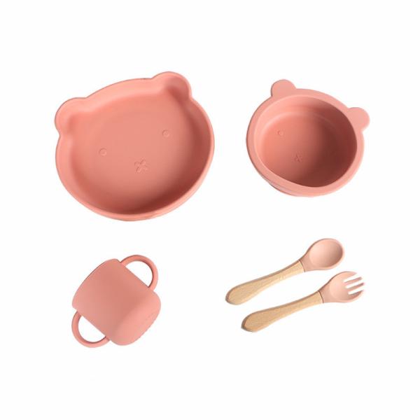 500g BPA Free Silicone Kids Baby Feeding Tableware Set with Classic Design Style