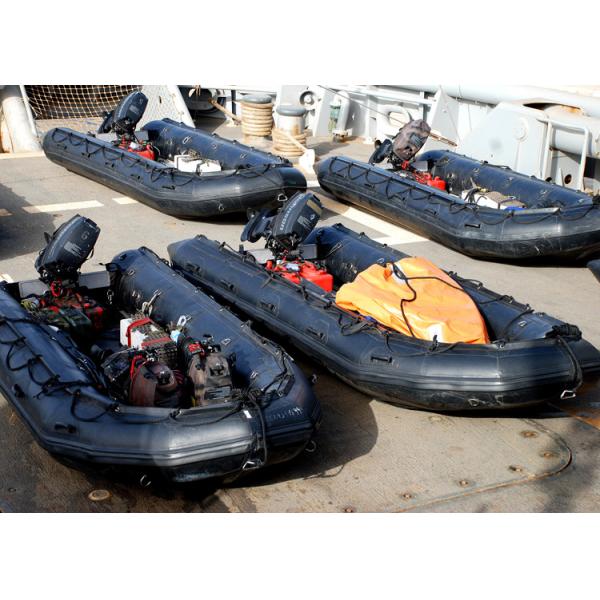 Black Long Military Inflatable Boats , 8 Person Motorized Inflatable Boat