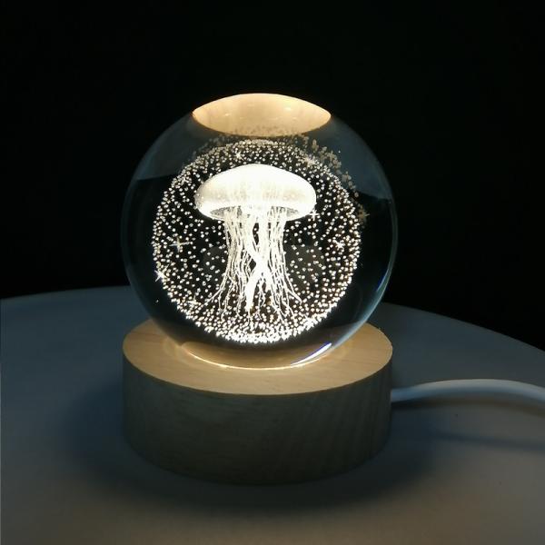 Кристаллическая лампа USB Светлая 3D-искусство Кристаллический шар Яркое стекло Ночной свет Столовая лампа