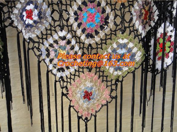 Fringe Crochet Shawl Wrap Poncho Women Pashmina Fur Designer Handmade Crocheted Multiwear