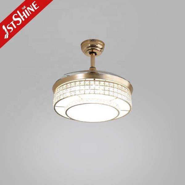 Home Office Função Ar condicionado Iluminação LED Ventilador de teto dourado com lâminas ocultas