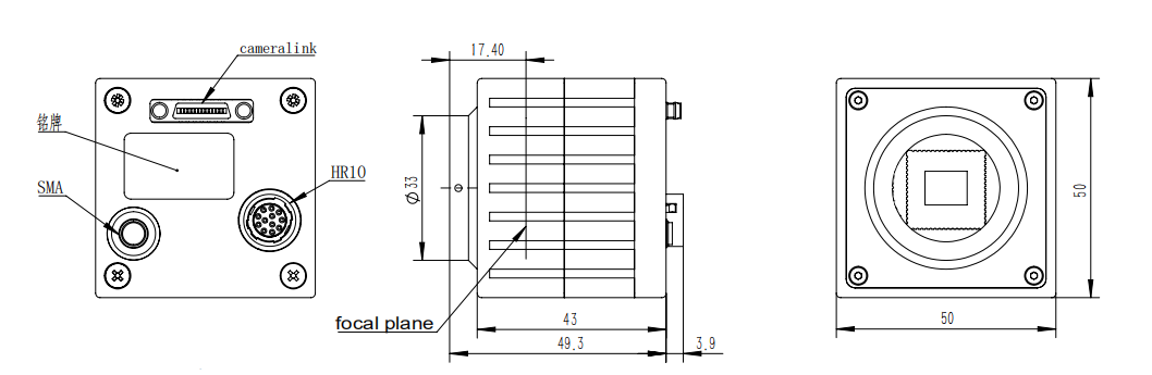 640×512 15μm Uncooled SWIR InGaAs Camera 150fps Mini Size Low Power Camera Link GS-SW6401715150-UC-CL