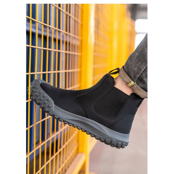 Suede Leather Chelsea Safety Shoes Steel Toe Safety Boots Kevlar Work Shoes Slip-Resistant Rubber Work Boots For Industrial Work
