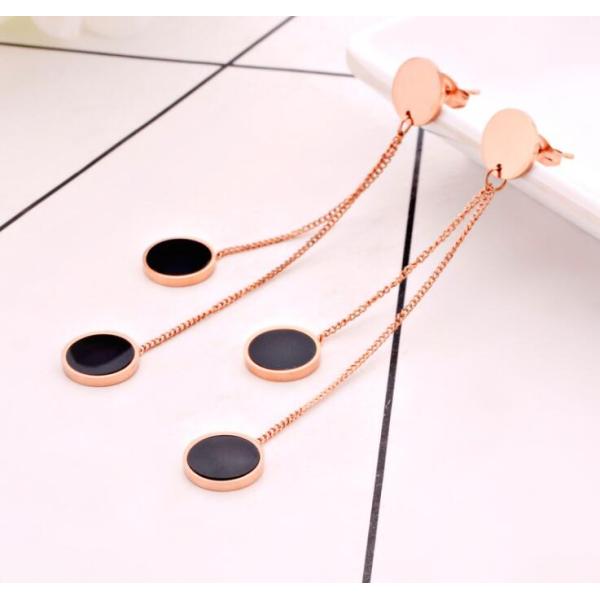 Long Tassel Stainless Steel Earring, High-end Black Drop Earring for Girls Long Dangle Fashion Jewelry