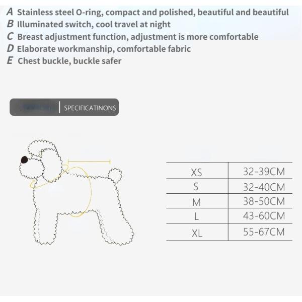 LED Night Dog Harness Vest Rechargeable USB Reflective Design Adjustable Leash Outdoor Walks