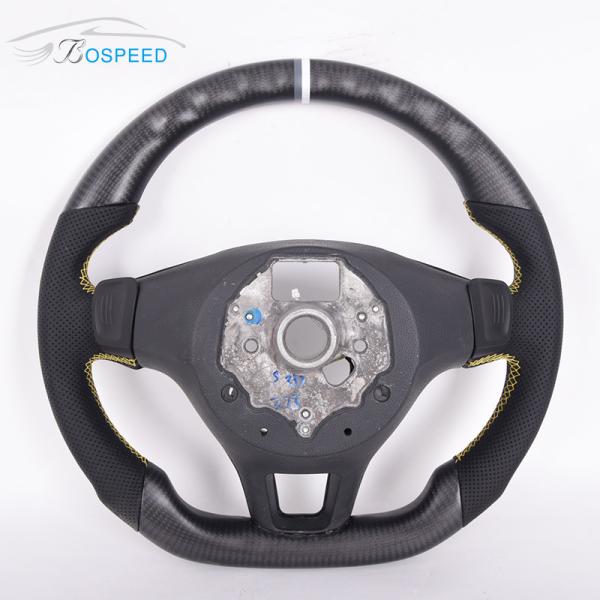 Black Leather Golf Mk8 Vw Racing Steering Wheel Carbon Fiber Grey Stripe