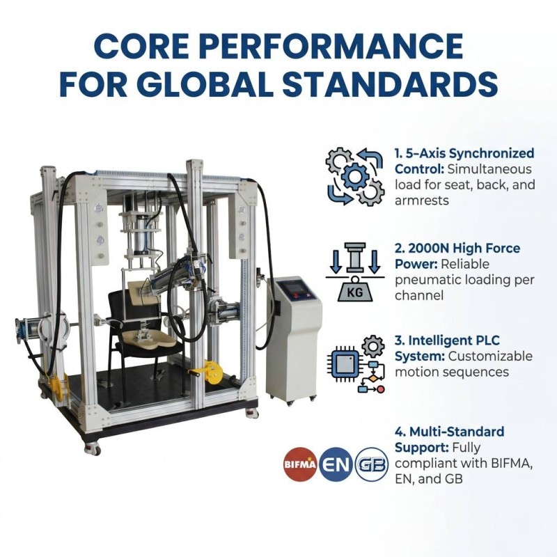 Automatic Office Chair Mechanical Comprehensive Tester Supporting Static Strength and Cyclic Test