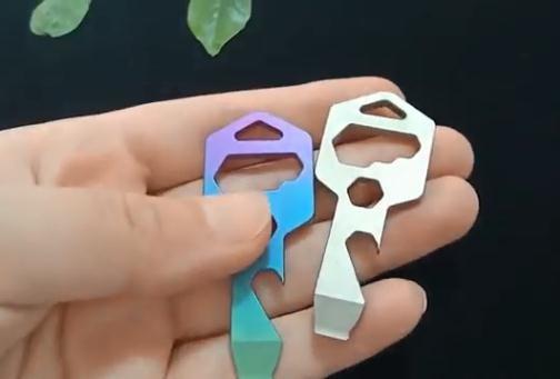 Outdoor Titanium Camping Parts EDC Bottle Opener Key Shaped Multi Tools