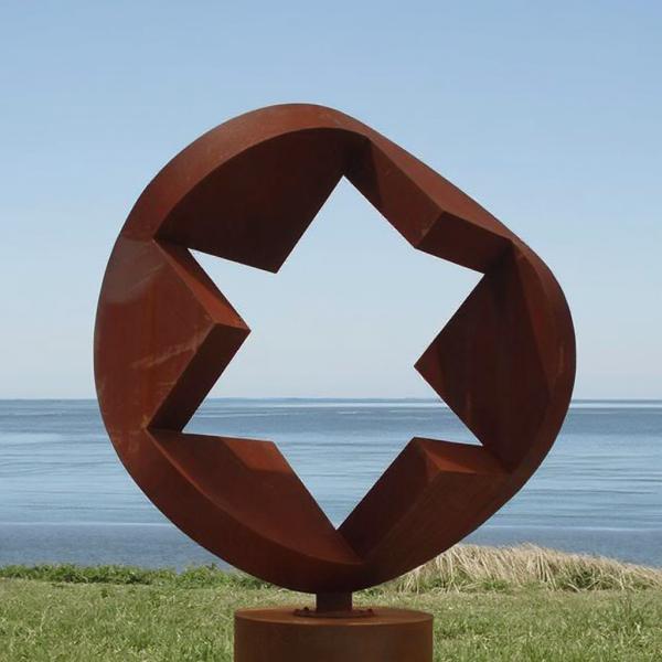 Custom Outdoor Weathering Steel Geometric Star Sculpture by Professional Sculpture Manufacturer