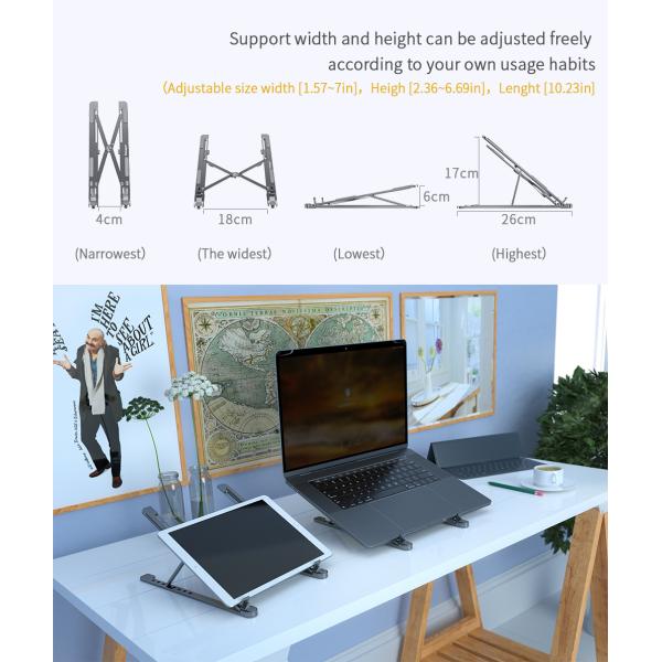 Estante de ordenador portátil de aluminio ajustable Plegable a prueba de agua en la oficina Viaje a casa
