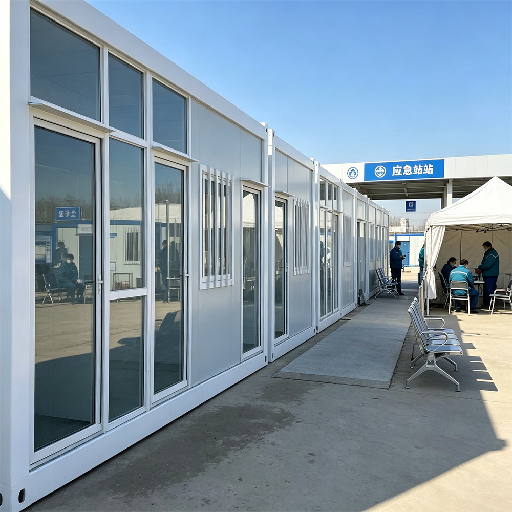 Emergency Shelter Packing Box House Fast Deployment Weatherproof Steel Frame Long Service Life for Disaster Relief Zones
