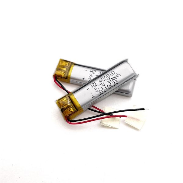 400830 3.7V Slim Li-polymer Battery 80mAh 110mAh With Solder Tabs For Wearable Devices And Toys
