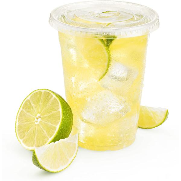 Clear 16 Oz Hard Plastic Cups With Straws Disposable Coffee Cup
