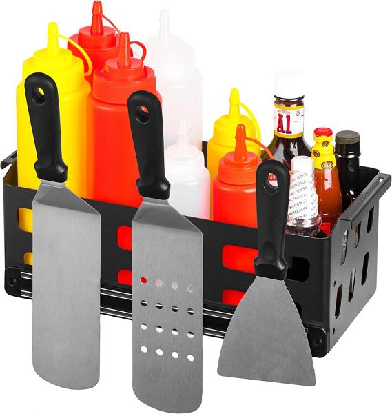 Space Saving Griddle Caddy with Magnetic BBQ Utensils Strip for Blackstone 28/36 Griddle