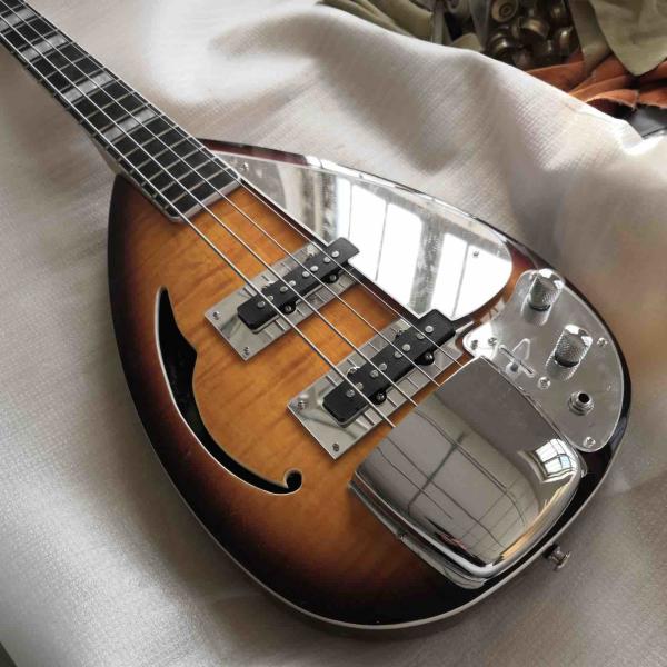 4 Strings Bass Half Hollow Body with Tiger Stripe Voxs Electric Guitar Bass