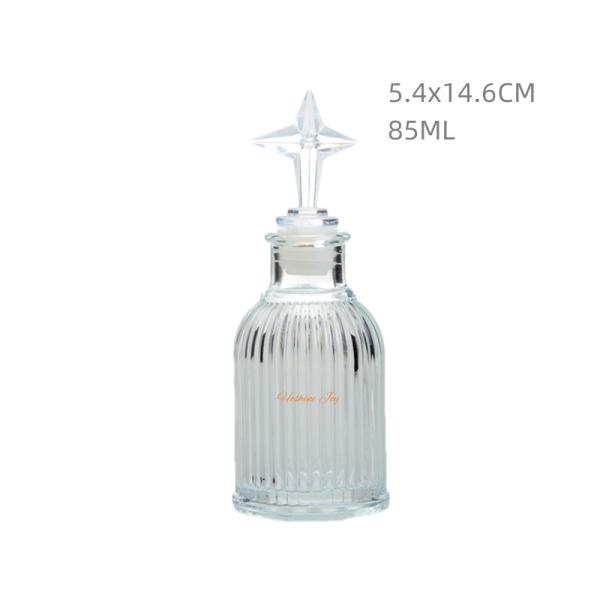 Airtight Small Glass Diffuser Bottles 85ML With Fancy Cap LFGB