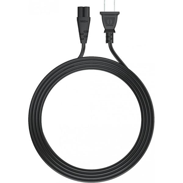 RY 12ft Electric Power Cord 2 Prong Ac Wall Plug 2 Slot Led Lcd