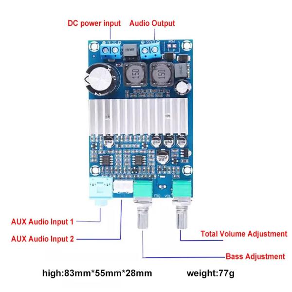 CA-3316A 100W Digital Power Amplifier Board with TPA3116 Chip for Subwoofer 12-24V