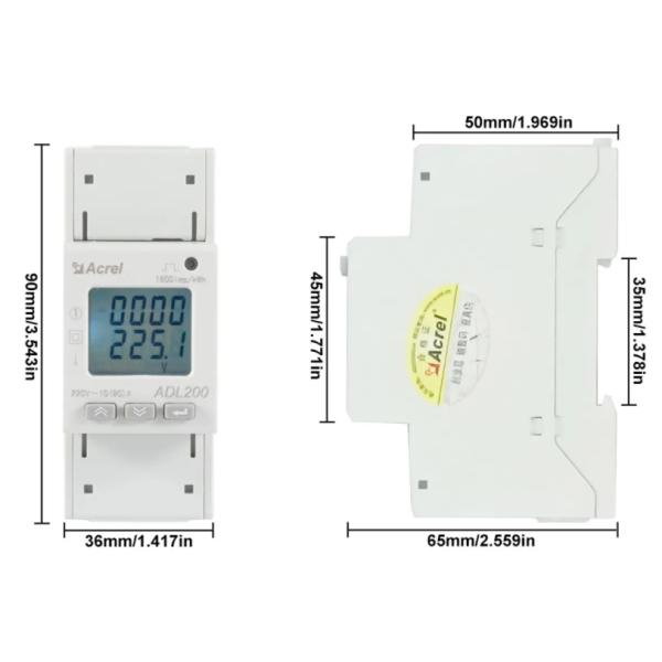 ADL200 DIN Железнодорожный электрический счетчик энергии