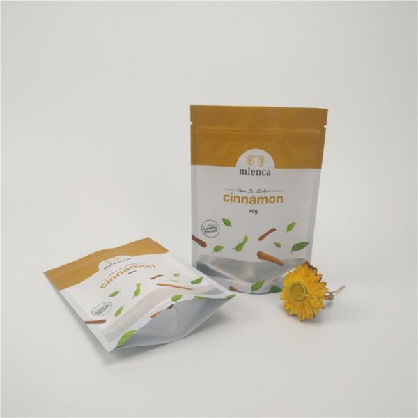 a canela 40g levanta-se o material transparente da janela PET/PE dos sacos Ziplock do empacotamento de alimento