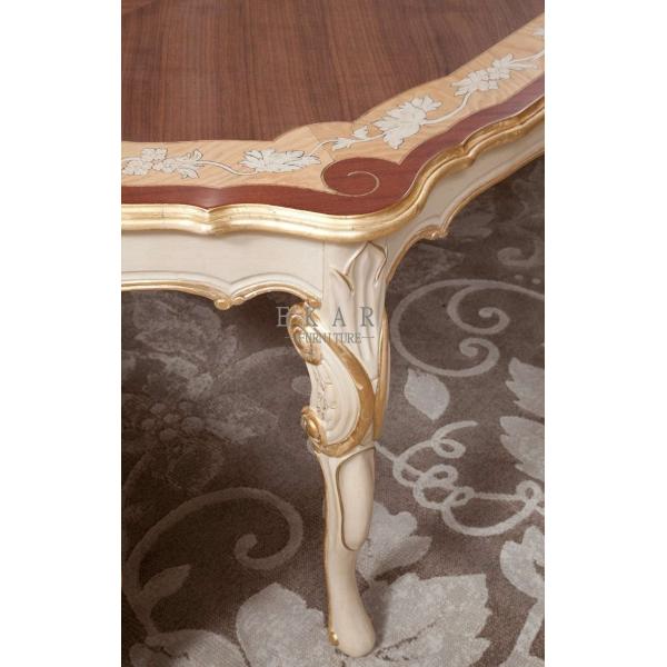 Wholesale High Gloss Finished Italian Classic Wooden Carving Tea Table