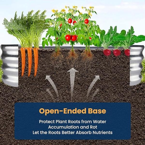 8*3*1Ft Plantador Crecer Caja de jardín Cama de flores elevada Metal galvanizado Plantador Cama de jardín elevada Kit para jardinería al aire libre