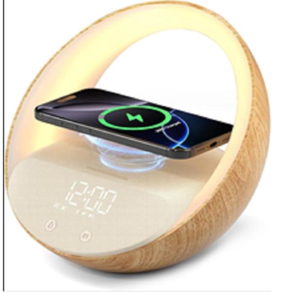 Multifunctional Wireless Charging Speaker Bluetooth Connectivity Built-in LED Lights And Alarm Clock For Families