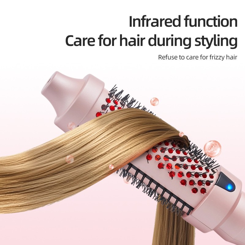 2-in-1 Compact Electric Infrared Ionic Curling Comb Straightening Iron with PTC Heater & LED Display for Household Use