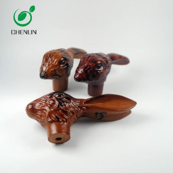 Rabbit Head Wooden Umbrella Handle Harmless Pantone Color Available