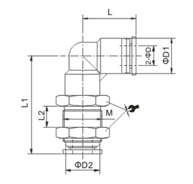 PLM Equal Elbow Type Outer Hexagon Nut Brass Nickel Plate Tube Fitting