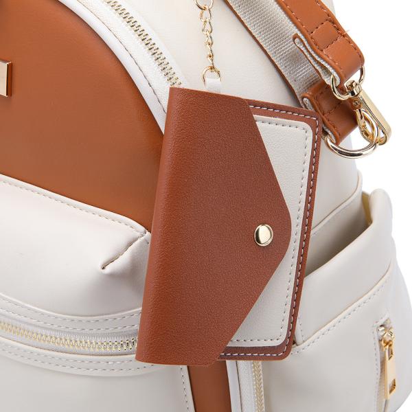 New PU Leather Mommy Nappy Bag Portable Baby Bottle Backpack Multifunction Travel Maternity Diaper Bag witth Stroller Strap