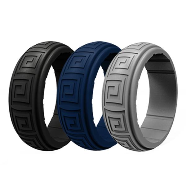 Sports Mens Silicone Ring Breathable Step Edges 8mm for Wedding Engagement