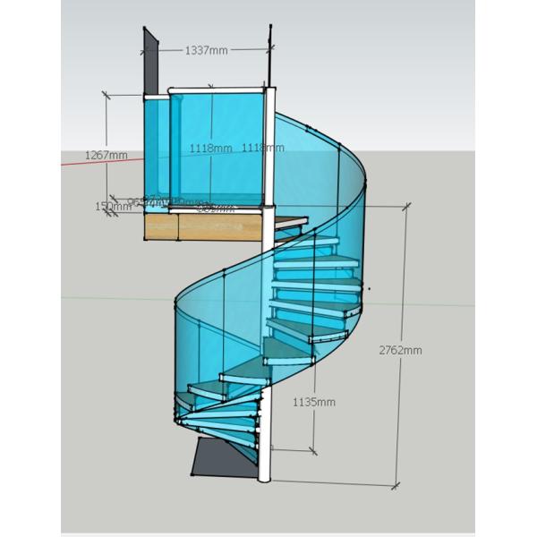Spiral Staircase VH03S  Spiral Stainless Steel Stair Tread Beech Curved Glass Handrail 304 Stainless Steel