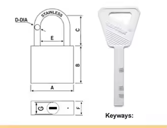 Rarlux Stainless Steel square Type Disc Padlock Anti-theft Safety Rust Proof Stainless Steel Padlock